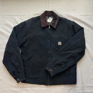 Vintage Carhartt J01 Detroit Jacket Black 42 Tall Made in USA Blanket Lined